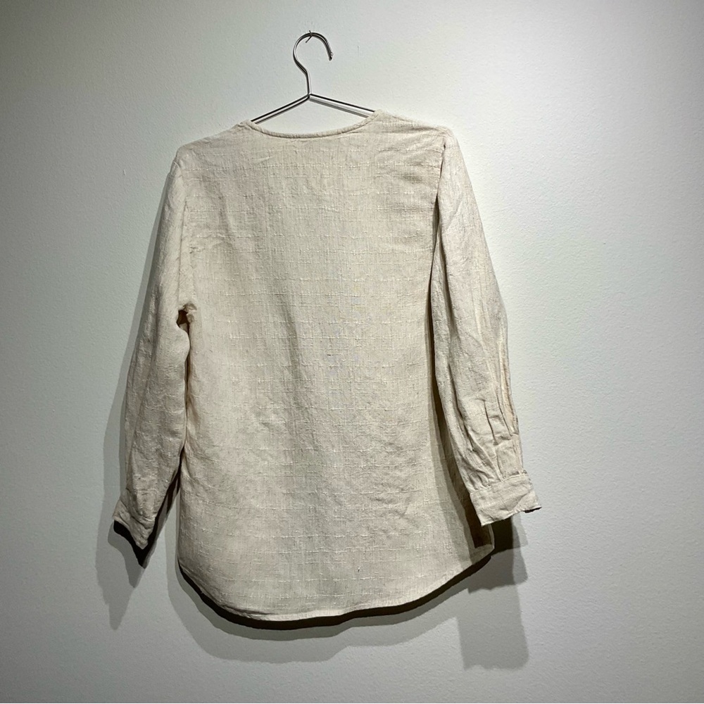 Vintage Chico’s Design Size 0.Lightweight Flax Rayon Blend.Button Down Tan Shirt - Picture 3 of 8